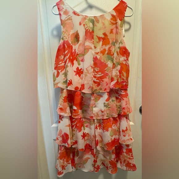 Sale! S.L. Fashions Women's Layered Spring Floral Print Sleeveless dress-size 14 - Picture 3 of 5
